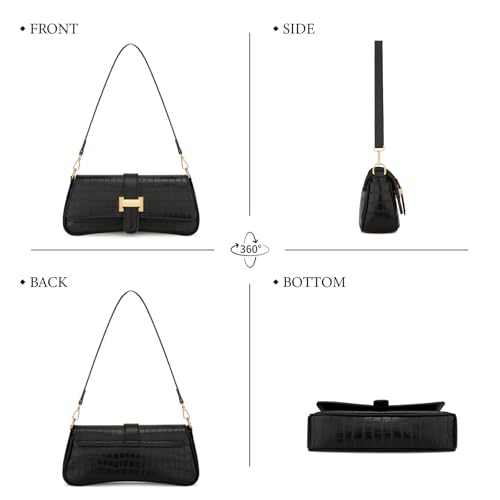 Image of KKXIU Shoulder Bag for Women Small Hobo Handbag Mini Retro Clutch Purses | Trendy Classic Underarm Crossbody Bag with Zipper Closure, Vegan Leather, Removable Strap