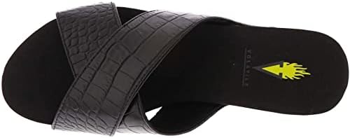 VOLATILE Women's Criss Cross Sandal Wedge, Black Croco, 10 | Image 1