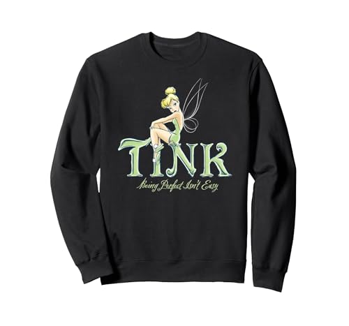 Disney Peter Pan Tinker Bell Being Perfect Isn’t Easy Sweatshirt, Adult Unisex, Black, Medium