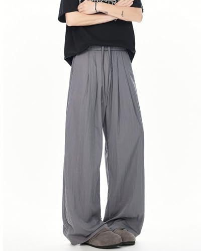 Mens Linen Pants High Waisted Wide Leg Trousers Casual Drawstring Baggy Sweatpants Beach Yoga Pants4