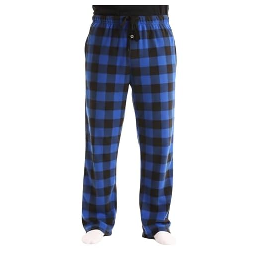#FollowMe 45902-1C-M Polar Fleece Pajama Pants for Men/Sleepwear/PJs, Blue Buffalo Plaid, Medium