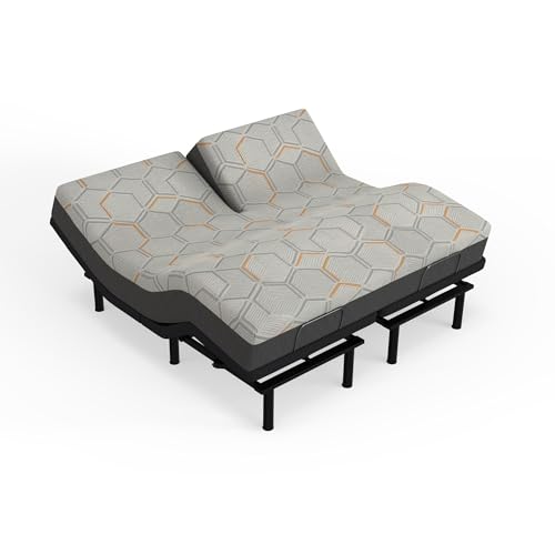 Image of Blissful Nights - e4 Split Head Flex Top King Size Adjustable Bed Frame Set with 12 inch Copper Gel Infused Memory Foam Mattress Medium Firm, 120-Night Trial
