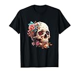 Floral Sugar Skull Rose Flowers Mycologist Gothic Goth T-Shirt
