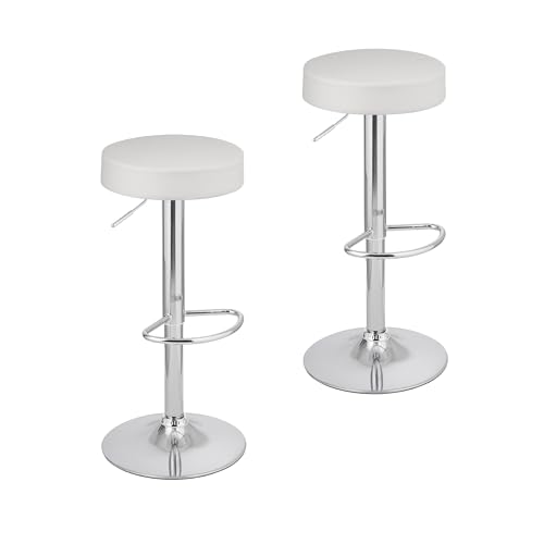 Baroni Home Lot de 2 Tabourets Bar Pivotants à Hauteur Réglable, Base Chromée avec Repose-Pieds et Fond Anti-Rayures, Tabouret de Cuisine et Péninsule,...