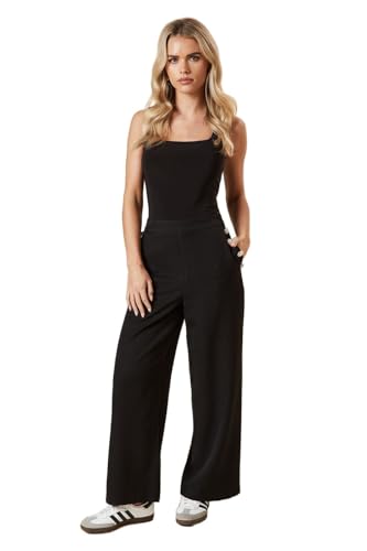 Dorothy Perkins Petite Women’s Button Detail Tailored Wide Leg Trousers Black