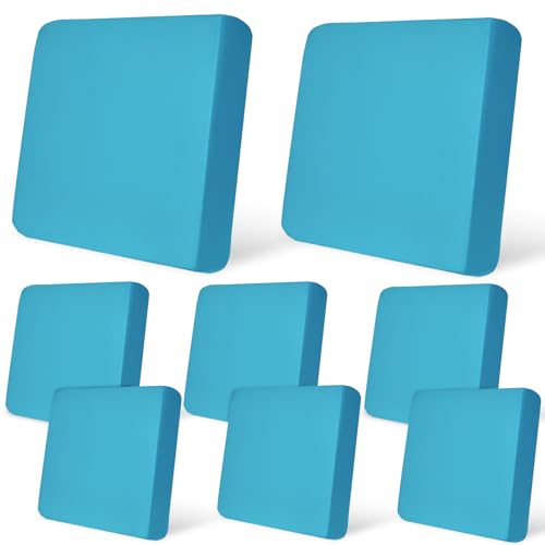 pickyNproud 8Pcs Patio Cushion Covers Stretch Outdoor Couch Cushions Slipcovers Replacement Washable Furniture Protector with Elastic Bottom Sofa Chair Seat Cover, Aqua Blue
