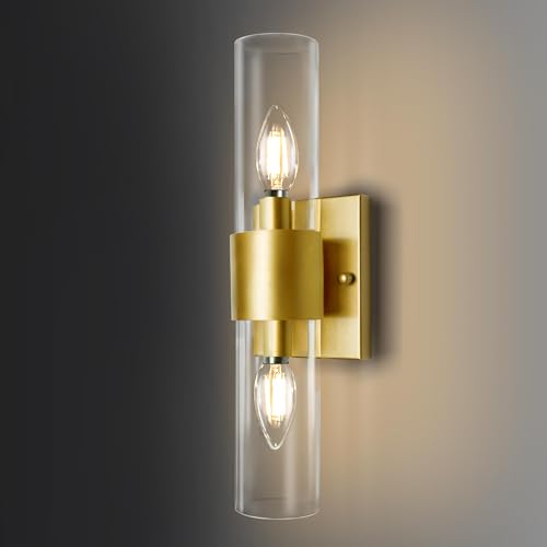 Image of 2-Light Vanity Lights for Bathroom, Gold Modern Vanity Lighting Fixtures Bathroom Light Fixtures Wall Light Fixtures Wall Sconce for Bedroom