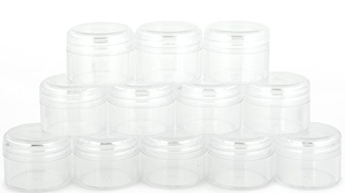 Vivaplex, 12 Clear, 1 Oz Plastic Pot Jars, Cosmetic Containers, With Lids. #TOP4