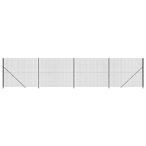 Tidyard Clôture de jardin en treillis métallique avec douilles de sol - Kit complet - Anthracite - 1,4 x 10 m