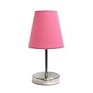 Simple Designs LT2013-PNK Mini Basic Sand Nickel Table Lamp with Fabric Shade, Pink