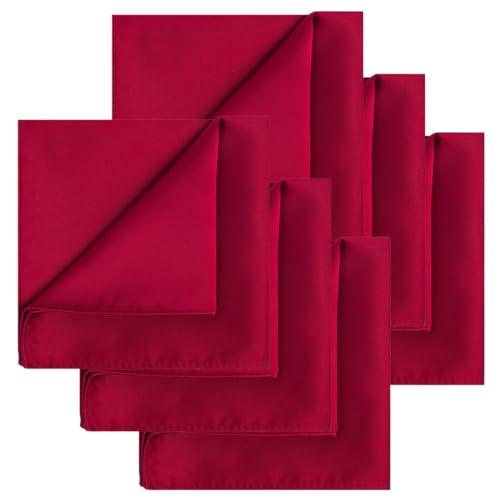 Image of KissTies 6PCS Satin Pocket Square Plain Color Handkerchief Gift Set