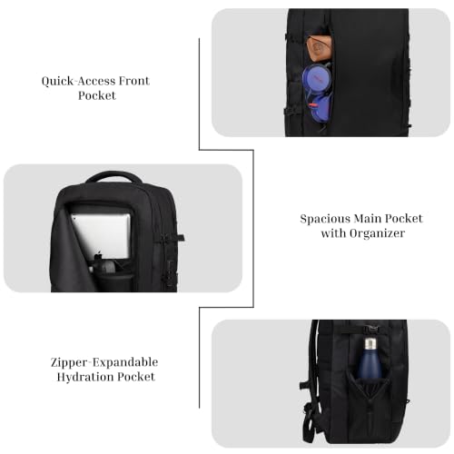 Image of F Gear Vetra Black 40L Cabin Size Laptop Backpack with 3-Digit Lock, Fits 17 Inch Laptop, Two Spacious Compartments|2 front pockets|Adjustable Chest Strap, Bottle Holder|Lightweight, Durable & Premium