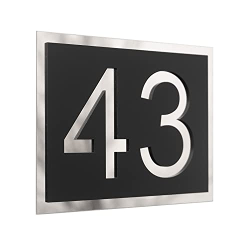 Numéro de maison en acier inoxydable et acrylique mat exceptionnel - Plaque de signalisation de porte moderne Résistant aux intempéries Cover