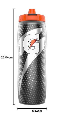 Gatorade Insulated Squeeze Bottle, 30oz, Black, BPA Free, Double-Wall Insulation