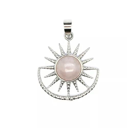 Colgante de Sol con Cuentas de Cuarzo cristalino Natural, Cuarzo Rosa mágico