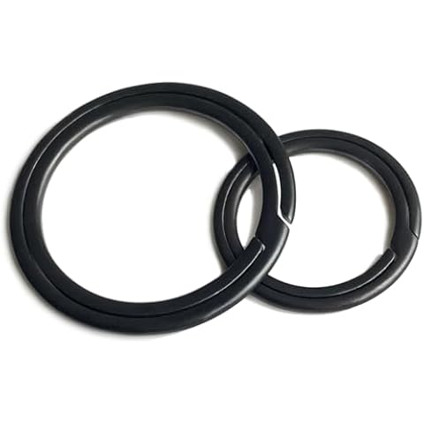 Autuveen Titanium Key Ring for Keychains,Black Keyrings Side-Pushing Key Chain Holder for Car/House Keys(Black,L+S) Cover