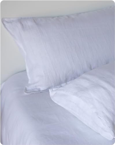 Image of XZ XIFA 100% Washed French Flax Linen Envelope Pillowcases, Pack of 2, Breathable & Durable Farmhouse Bedding (White, Standard King 20 inchx36 inch)