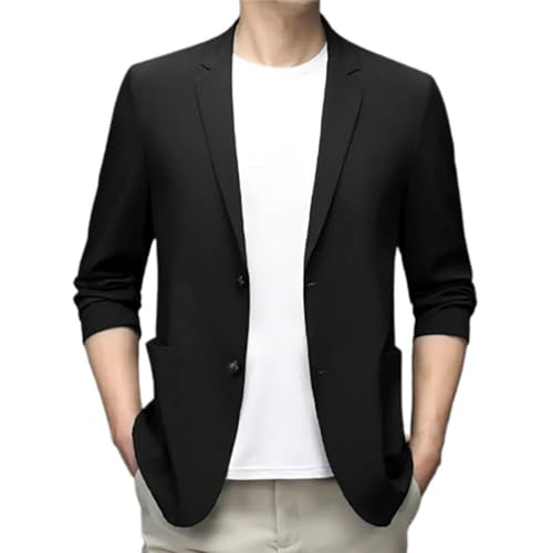 OFFSUM Men's Blazer Coat - Men Slim Business Jacket Lapel 3/4 Sleeves Solid Color Plus Size Casual Simple Autumn Long