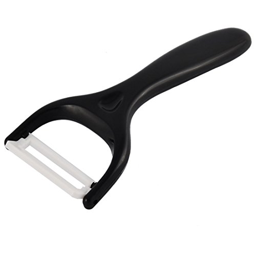 uxcell Plastic Handle Ceramic Edge Household Kitchen Vegetable Fruit Peeler Black