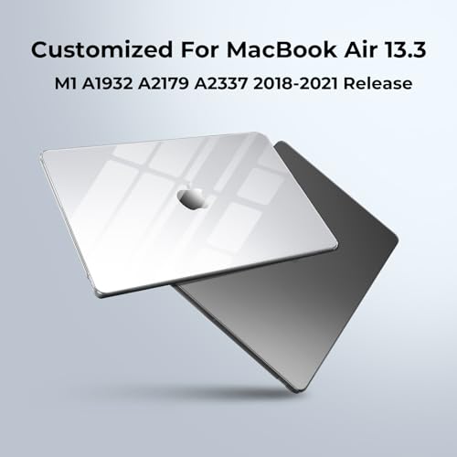 Image of EooCoo Case Compatible for MacBook Air 13.3 inch M1 2021 2020 2019 2018,A2337 A2179 A1932,Original Machine Color,Ultra-Thin Invisible,M1 Air 13 High Transparency Laptop Hard Shell Cover-Crystal Clear