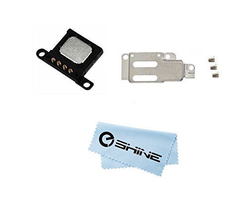 EShine Ear Speaker Earpiece Replacement + Bracket(Holder) + 3 Screws for iPhone 6 Plus 5.5 A1522 (GSM), A1522 (CDMA), A1524, A1593 (All Carriers) + EShine Cloth