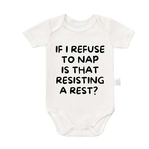Image of TENUB If I Refuse to Nap Is That Resisting a Rest Bodysuits, Funny Baby Clothes Boy Cotton Romper Jumpsuit 0-24 Months