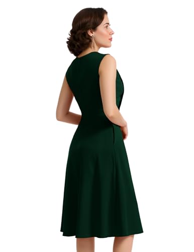 Image of Bbonlinedress Womens Vintage Summer Cocktail Dress Sleeveless Tea Party Retro Formal Wedding Guest A-line Midi Sundress