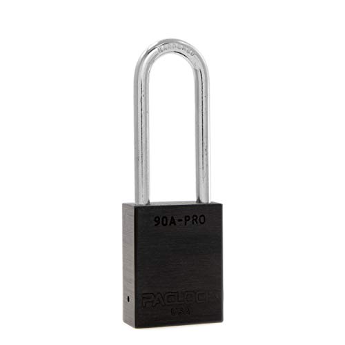 Image of PACLOCK's 90A-PRO Padlock, 1 /4 inch Diameter Hard. Steel Shackle, 2-1 /2 inch Tall, High Performance 7-Pin Cylinder w / 1 Key, Keyed Differently, Black