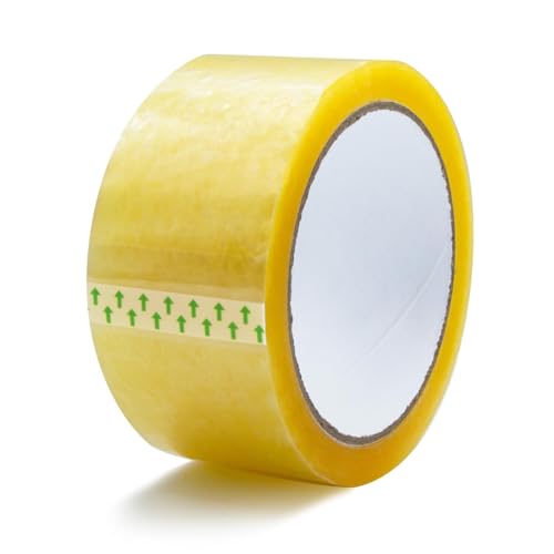 RAYLU PAPER® - Rollos de Precinto, Cinta Adhesiva para Embalaje de Cajas de Envío Resistente y Extra Fuerte, 66 metros x 50 mm de ancho (1 unidad, Transparente)