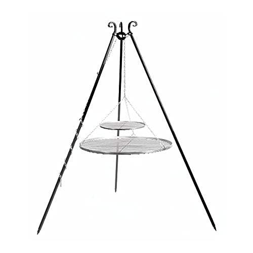 CookKing Barbecue suspendu à trois pieds avec grille de cuisson 70 cm et 40 cm Acier inoxydable
