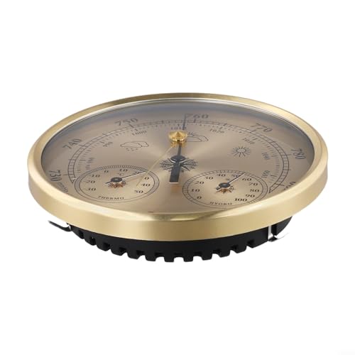 Stazione meteo meccanica 3 in 1, termometro, igrometro, barometro, in alluminio, 130 mm, accurato, monitor del clima interno, senza batteria, affidabile, misurazione della temperatura, umidità