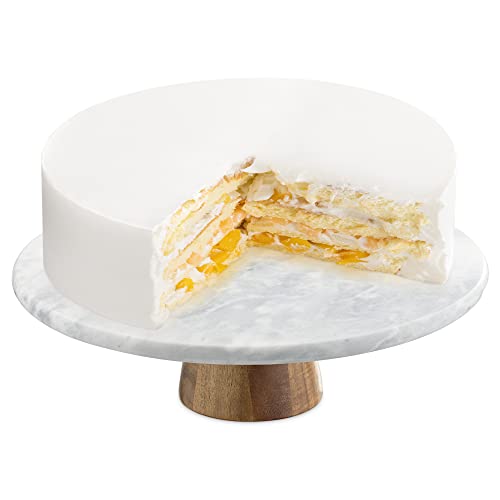 Navaris Plateau à Gateau – Plateau tournant à 360° Ø 30 cm Hauteur 9 cm en marbre – Présentoir à gâteaux Desserts tartes Patisserie