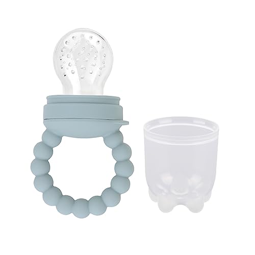 Baby Fruit Food Feeder Pacifier Fruit Pacifier Feeder Baby Teether Toy Silicone Fruit Feeder Baby Fruit Feeder Pacifiers (Blue)