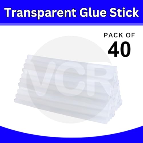 Image of VCR 11mm Glue Sticks for Glue Gun - 11mm x 165mm in Length - Hot Melt Transparent Glue Stick - Pack of 40 - Bonding Adhesive Glue Sticks for DIY - Arts Crafts - Schools and Industries