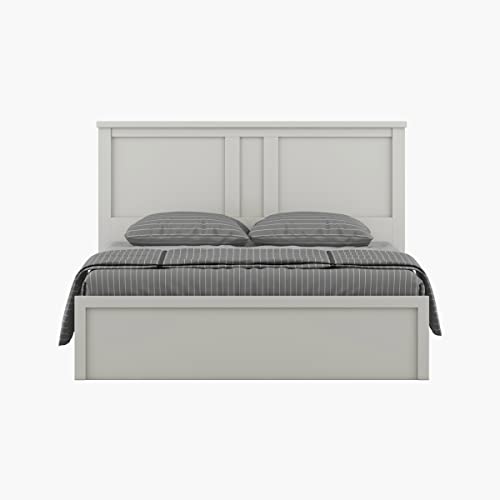 Image of Home Centre | Helios Reynan Aster King Size Bed with Hydraulic Storage | Engineered Wood | White | 1 Year Warranty