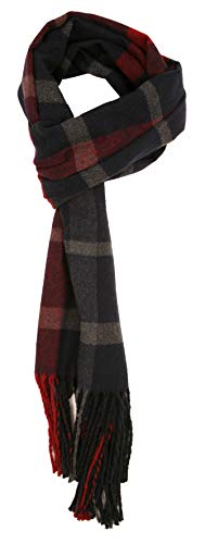 Love Lakeside-Men's Cashmere Feel Winter Plaid Scarf Navy, Red, Gray