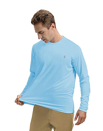 Image of Roadbox Mens UPF 50+ UV Sun Protection Shirts Outdoor Long Sleeve SPF Rash Guard for Fishing Hiking Swimming Running