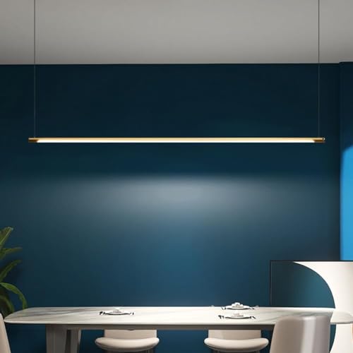 Moderna lámpara colgante lineal de diseño sofisticado en oro de 80 cm 5