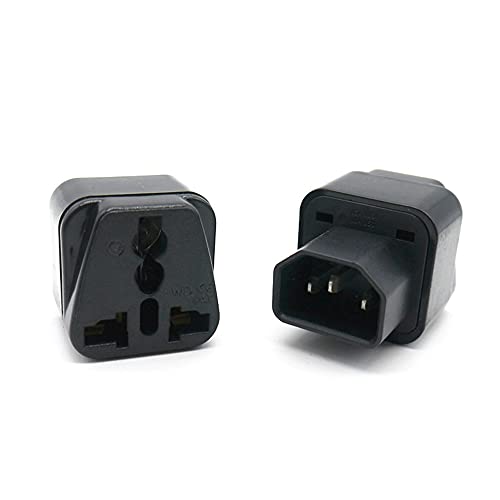 ALINNA UPS IEC C14 to Universal Female US EU UK AU C13 &1 (2in1) Adapter Power Plug/Socket(2 Pack)2
