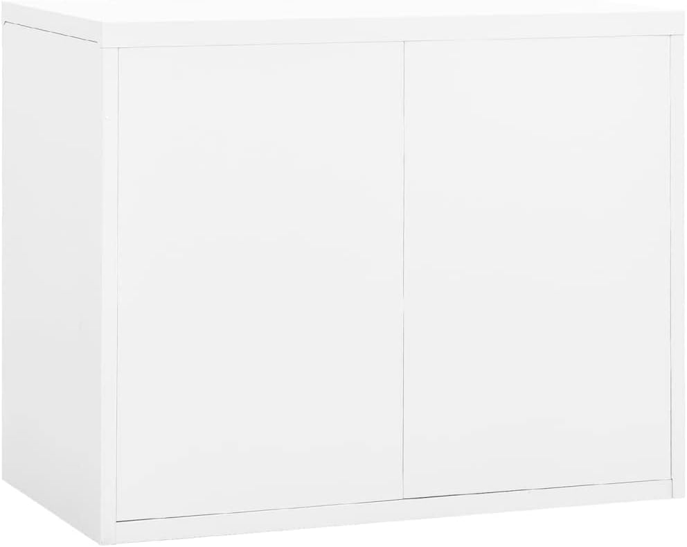 vidaXL Filing Cabinet, File Cabinet for Home Office Living Room School, Storage Cabinet with 2 Drawers, Under Desk, Industrial Style, White Steel
