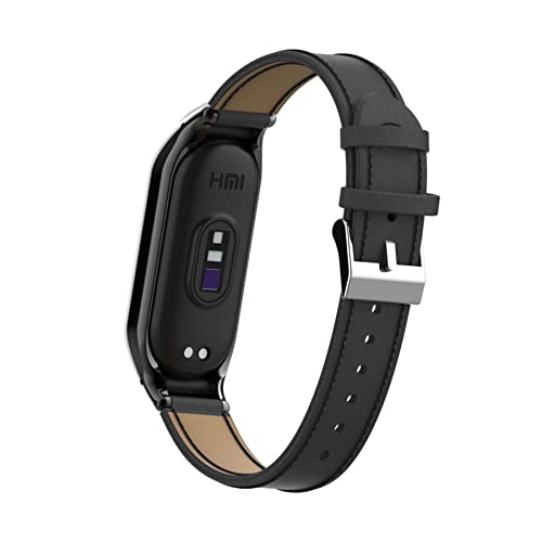 BDIG Replacement Strap for Mi Band 7, Soft Nylon Strap Wristband WatchBand Accessories for Mi Band 7, Leather Black - Image 2