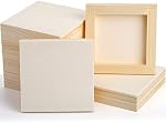 Frcctre 12 Pack 4.7" x 4.7" Unfinished Wood Panel Boards, Square Pine Wood Cradled Painting Canvas Panel Boards, Natural Unfinished Hand Draw Wooden Panels for Painting, DIY Crafts
