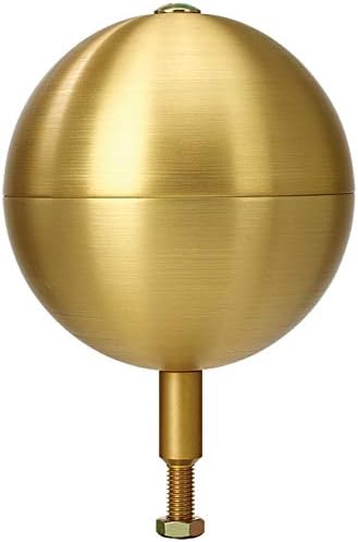 Flagpole Ball Ornament - Large Flag Pole Topper - 10" Ball with 5/8'’ Aluminum Hollow Rod - Best Flag Pole Parts - Anodized Aluminum Flagpole Ball - Gold Topper