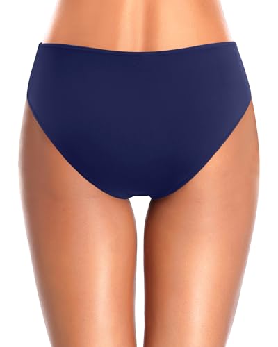 Image of Tempt Me Women Bikini Bottoms Mid Waist Bathing Suit Swimsuit Ruched Swim Bottom