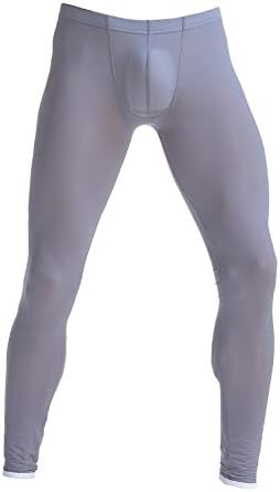 Mens Semi Opaque Thin Ice Silk Long Johns Colorful Soft Lift Buttocks Long Pants