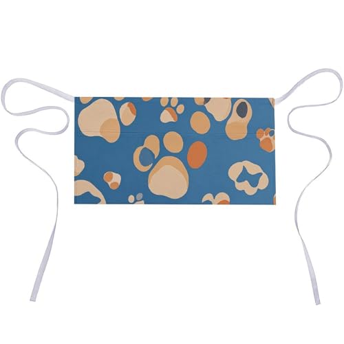 DJUETRUI Dog Paw Prints 2-standard-scale Adjustable for Women Men with Pockets Extra Long Lab Apron Butcher Apron Oxford Cloth Cotton Apron for Kitchen Cooking Baking