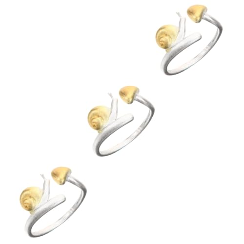 ODHLMFQ 3pcs Mushroom Snail Adjustable Aesthetic Statement Ring for Women Unique Birthday Mom Daily Wear Special Occasions