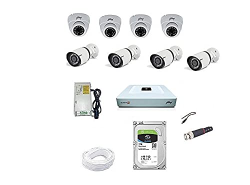 Godrej Security Solutions See Thru 1080P HD Full CCTV Camera Kit (White) with Hard Disk (GODREJ2MP4BULLET4DOME1TBHD)