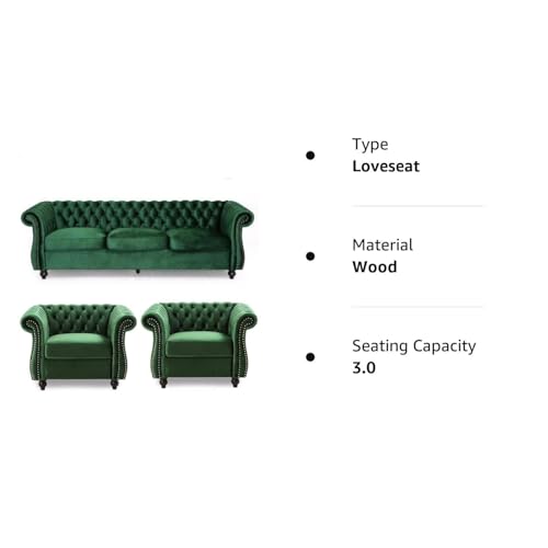 Image of Modern & Classic Chesterfield Sofa 5 Seater Sofa Velvet L-Shape Corner Sectional Button Tufted Sofa for Living Room, Dining Room, Office and Hallway-(Green).