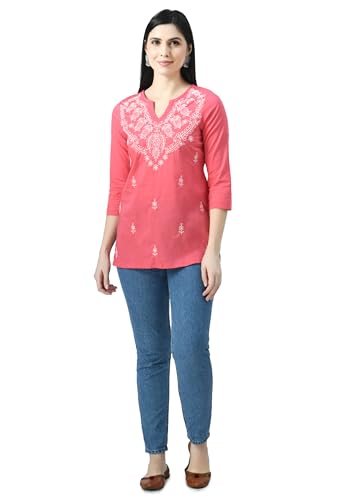 Image of QAZMI Women's Cotton Straight Embroidered Kurti